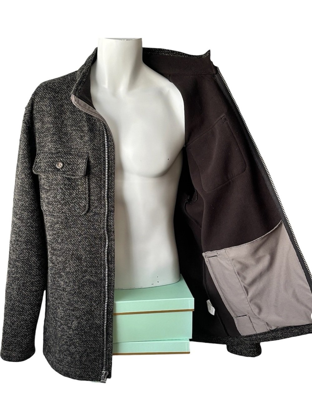 G.H. Bass & Co. Men’s XL Shacket Fleece Jacket Charcoal Gray Full Zip Explorer - Picture 7 of 10